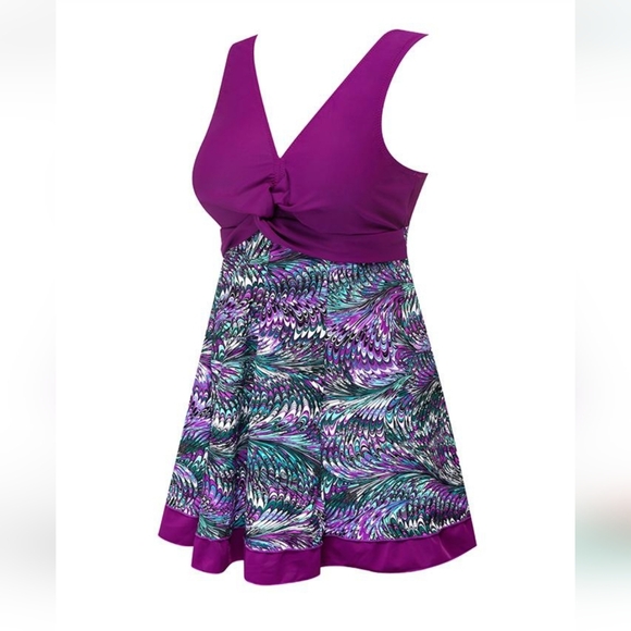 Size Medium new Purple swimdress swimsuit swim dress one piece - Picture 3 of 4